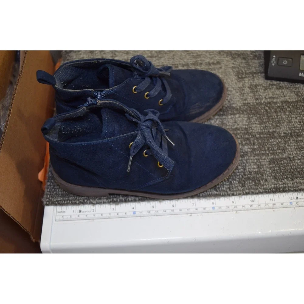 2024 Gymboree Blue Faux Suede Leather Ankle Lace Boots Blue Boys Girls 3 3048867